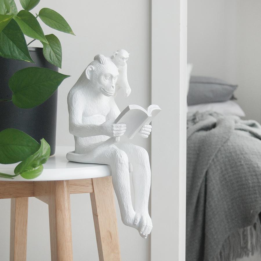 White Moose | Resin Shelf Monkey - White | Shut the Front Door