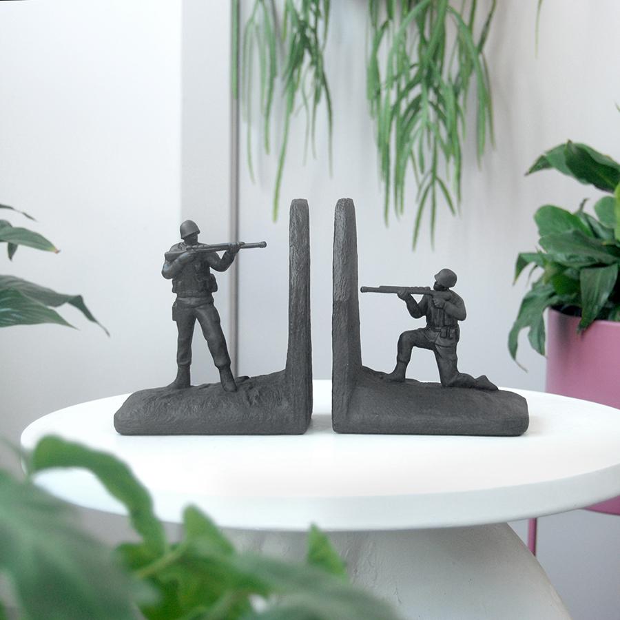 White Moose | Resin Soldier Bookends - Black | Shut the Front Door