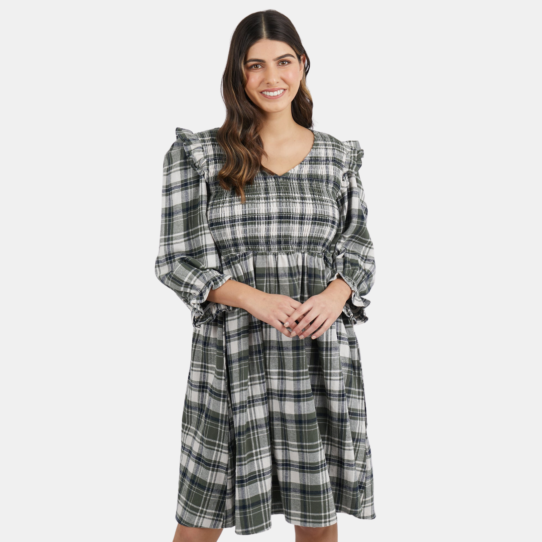 Foxwood | Keyla Dress - Green Check | Shut the Front Door