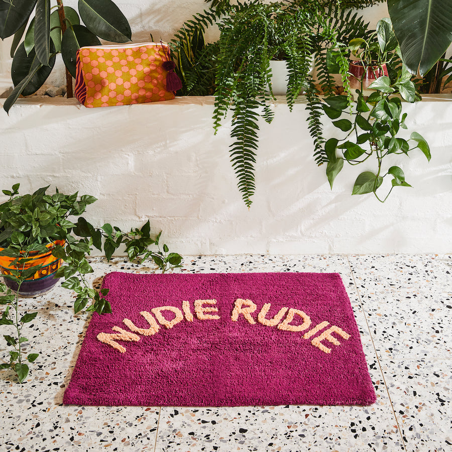 SAGE & CLARE | Tula Nudie Rudie Bath Mat - Boysenberry | Shut the Front Door