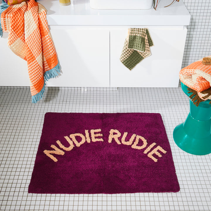 SAGE & CLARE | Tula Nudie Rudie Bath Mat - Boysenberry | Shut the Front Door