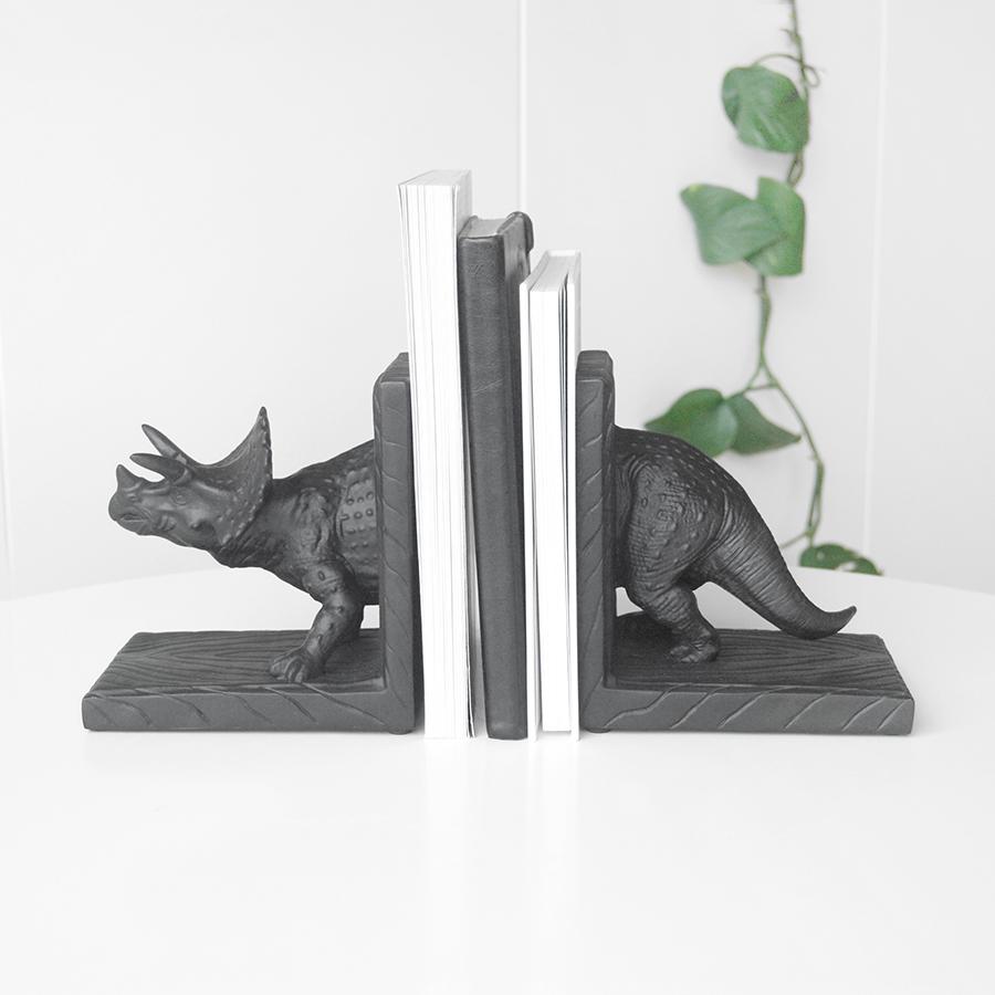 White Moose | Triceratops Bookend Set - Black | Shut the Front Door