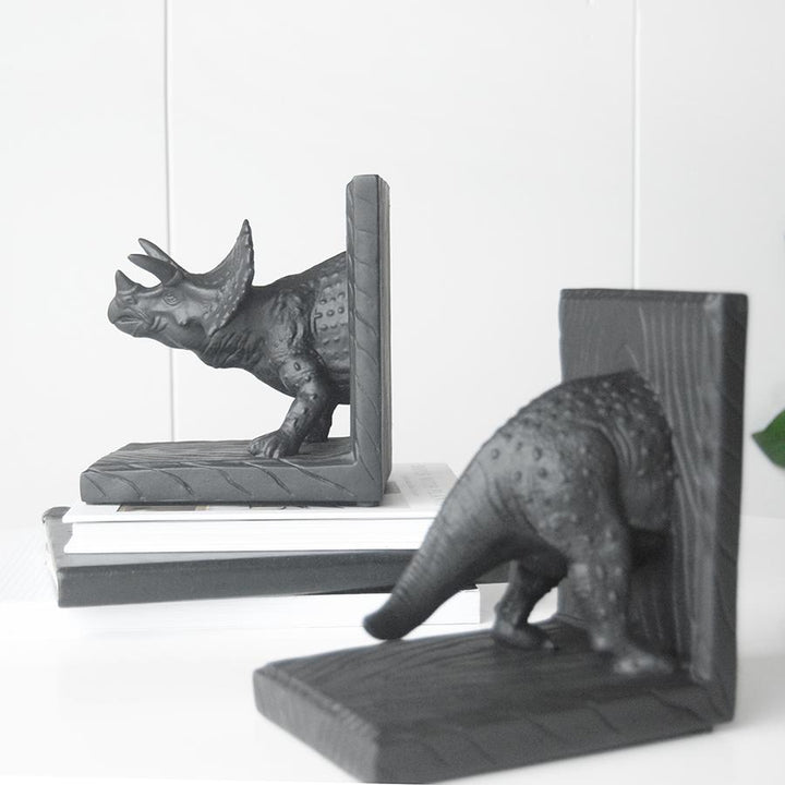 White Moose | Triceratops Bookend Set - Black | Shut the Front Door