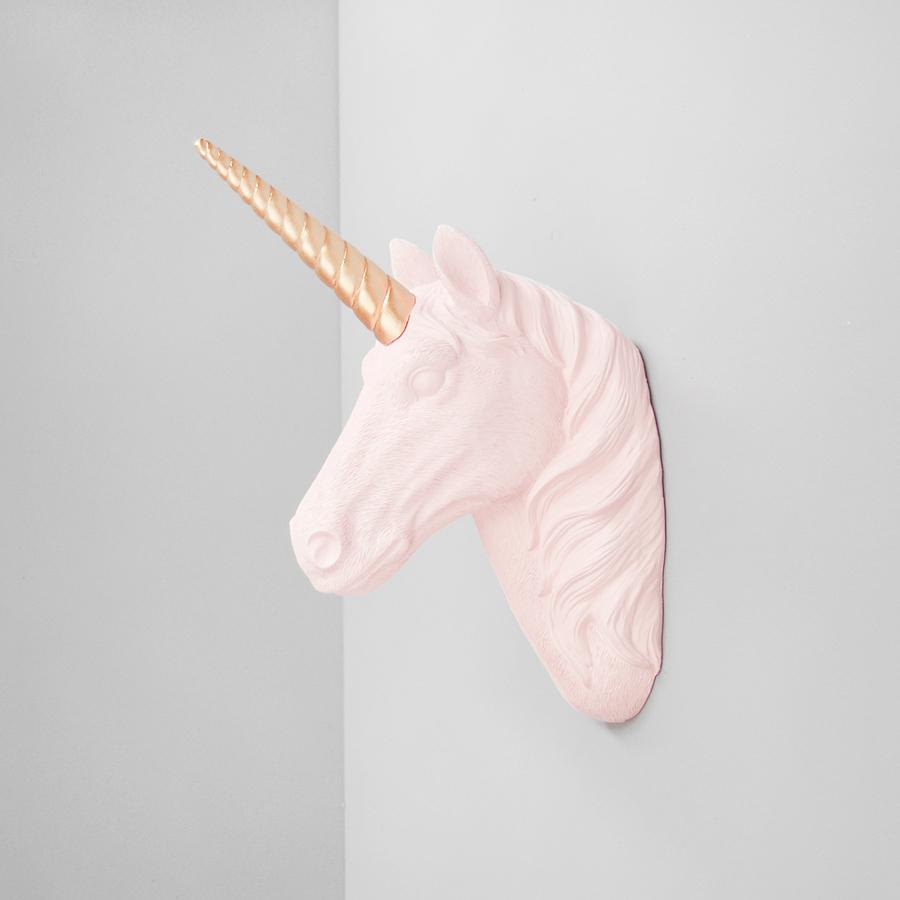 White Moose | Unicorn Head Wall Hanging - Pink/Gold | Shut the Front Door