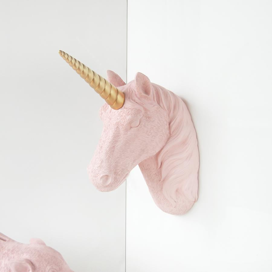 White Moose | Unicorn Head Wall Hanging - Pink/Gold | Shut the Front Door