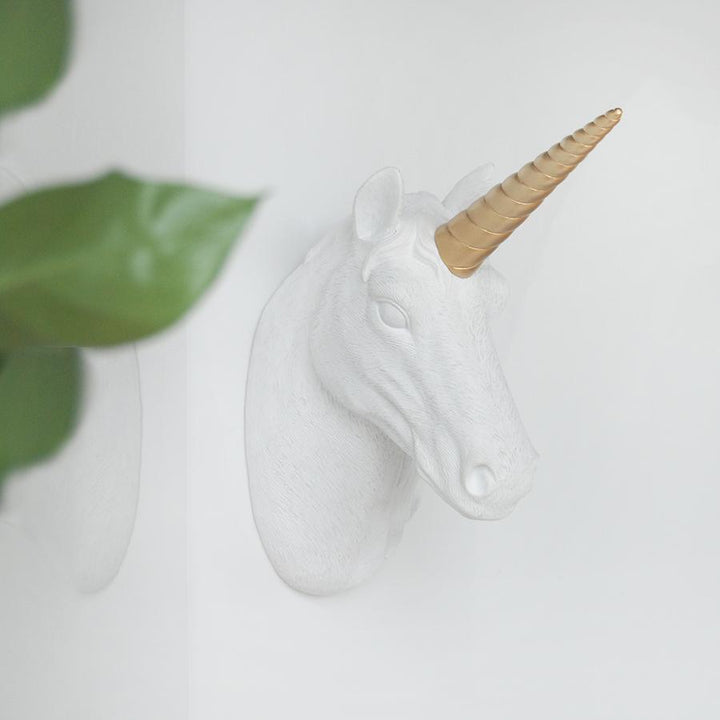 White Moose | Unicorn Head Wall Hanging - White/Gold | Shut the Front Door