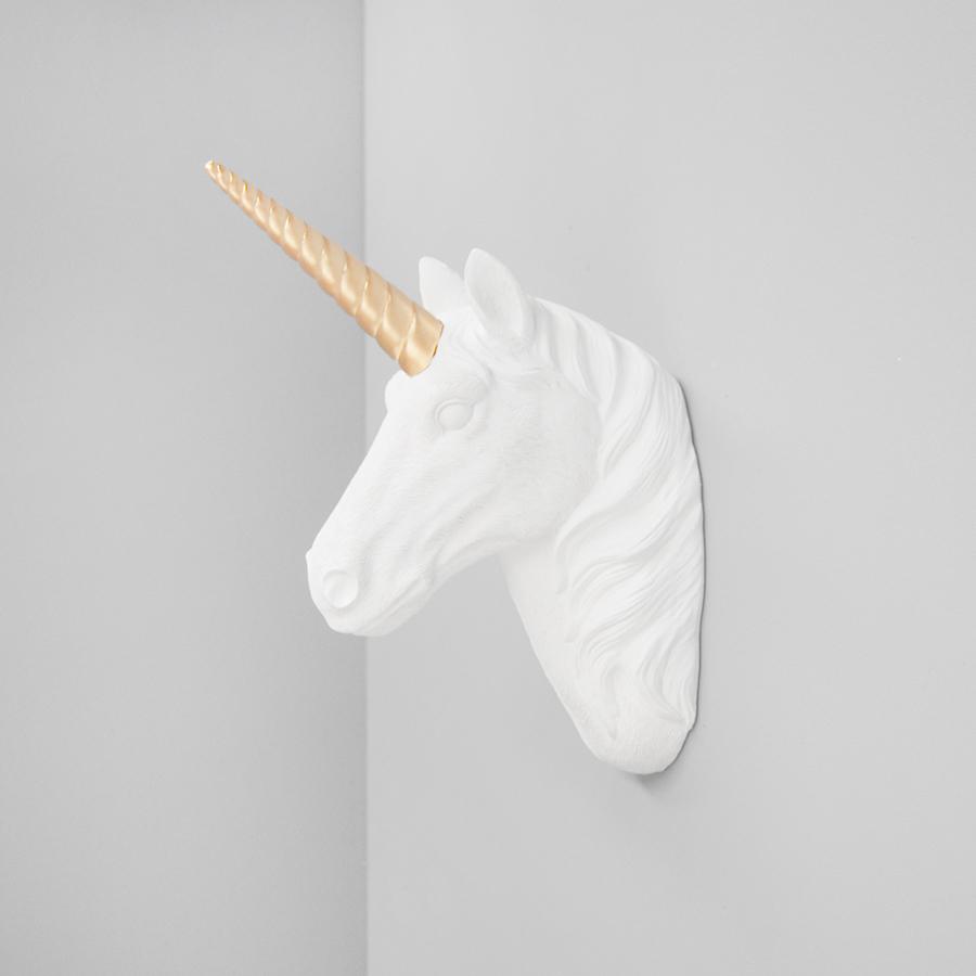 White Moose | Unicorn Head Wall Hanging - White/Gold | Shut the Front Door