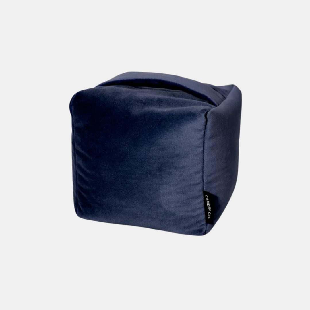 Camden Co | Door Stop Velvet Navy Cube | Shut the Front Door