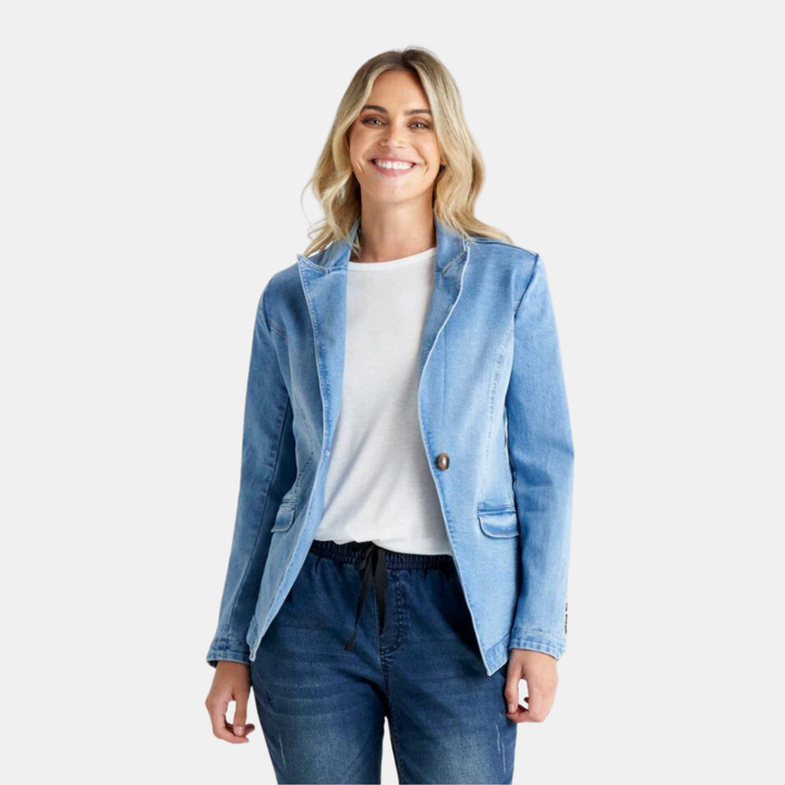 Betty Basics | Becki Denim Blazer - Mid Wash | Shut the Front Door