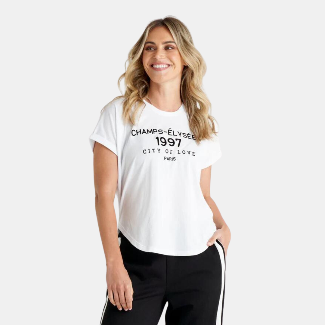 Betty Basics | Avril Print Tee - White | Shut the Front Door