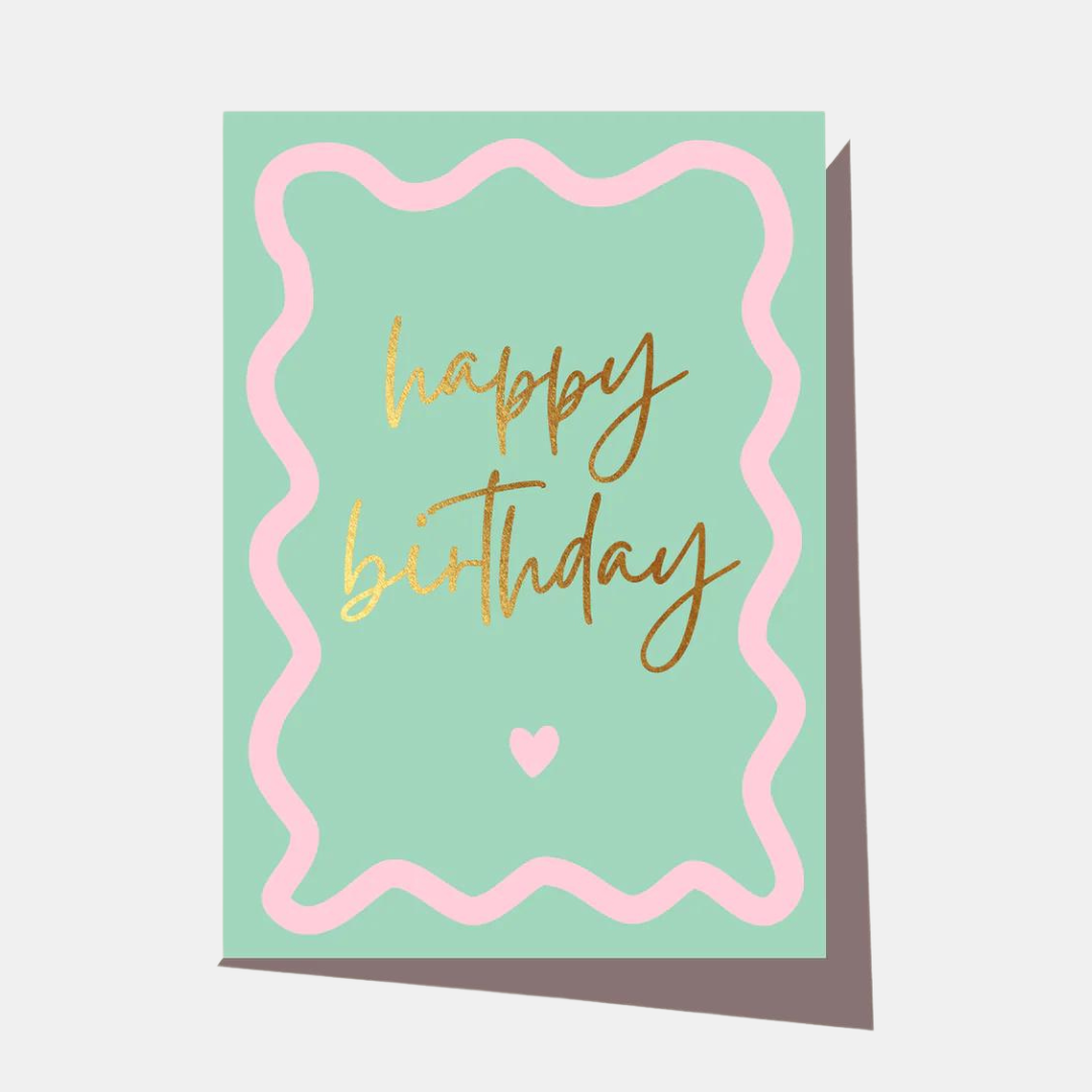 Elm Paper | Card Wavy Birthday Mint | Shut the Front Door