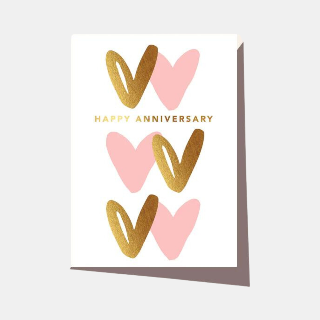 Elm Paper | Card Anniversary Hearts - Gold/Pink | Shut the Front Door