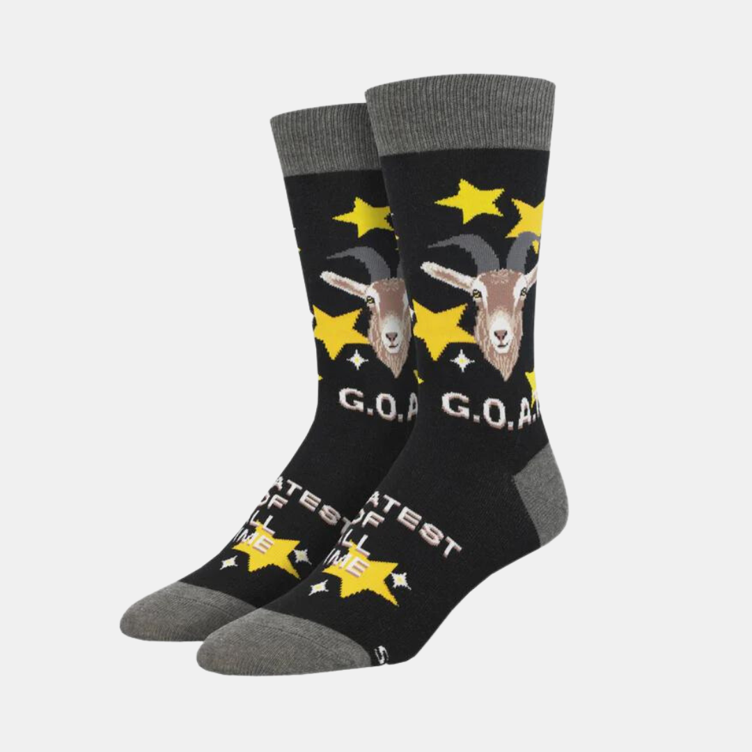 Socksmith | Men's G.O.A.T. Socks - Black | Shut the Front Door