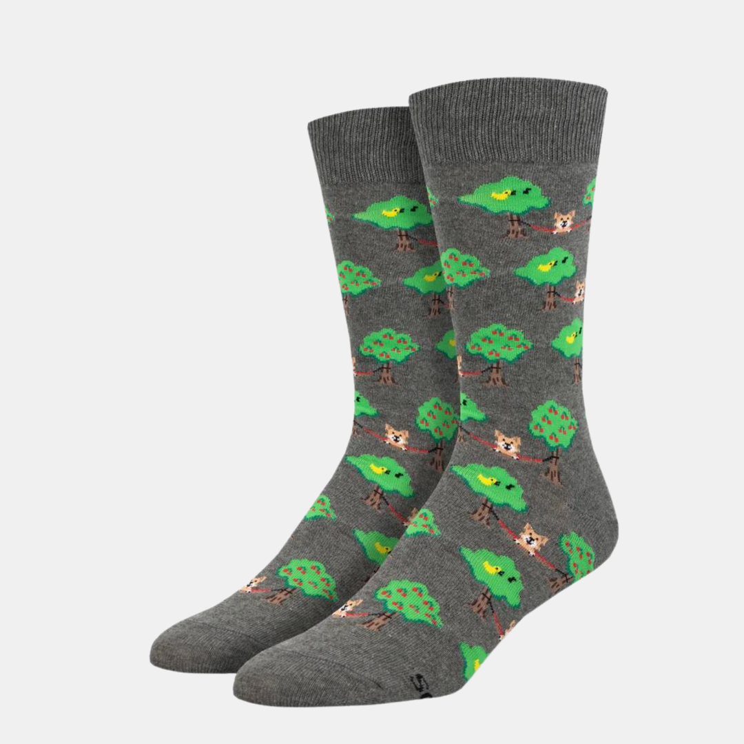 Socksmith | Men's Lounge Dogs Socks - Gray Heather | Shut the Front Door