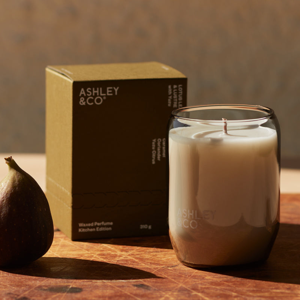 Ashley & Co | Waxed Perfume Kitchen Candle - Lotus Leaf & Lustre | Shut the Front Door