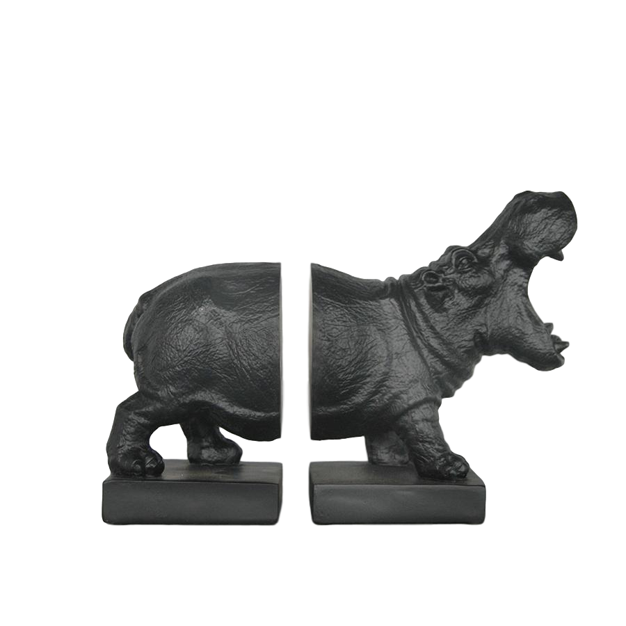 White Moose | Hippo Bookend Set - Black | Shut the Front Door