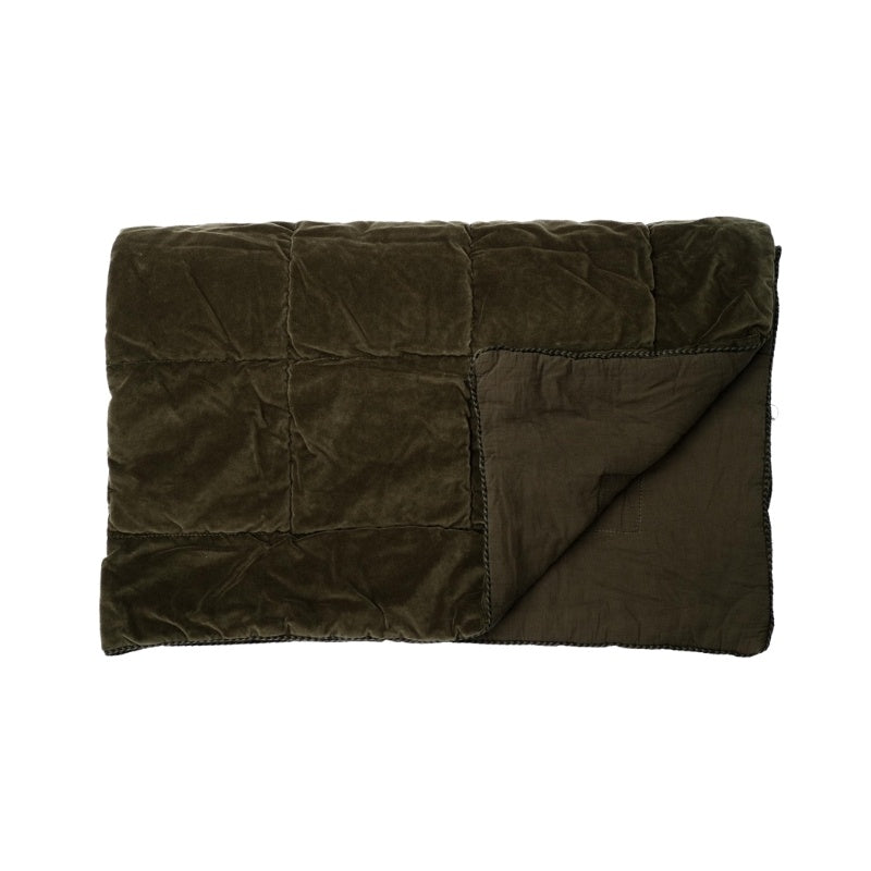 Raine & Humble | Velvet & Cotton Throw - Olive | Shut the Front Door