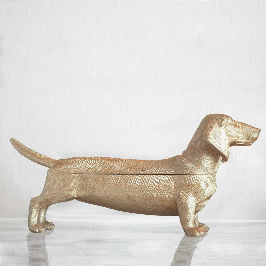 White Moose | Dachshund Secret Bowl GOLD | Shut the Front Door