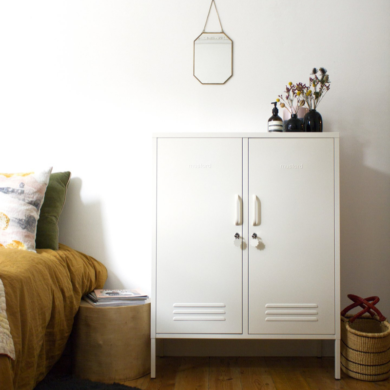 Mustard | Midi Locker - White | Shut the Front Door