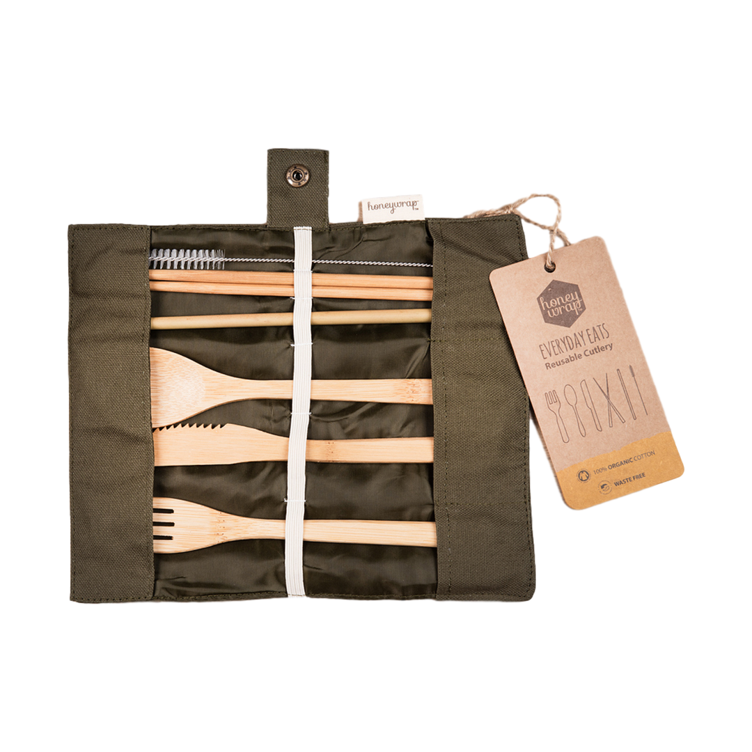 Honeywrap | Everyday Eats Reusable Cutlery - Khaki | Shut the Front Door