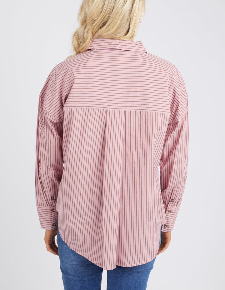 Elm Knitwear | Antonia Stripe Shirt - Dusty Pink/Chocolate | Shut the Front Door