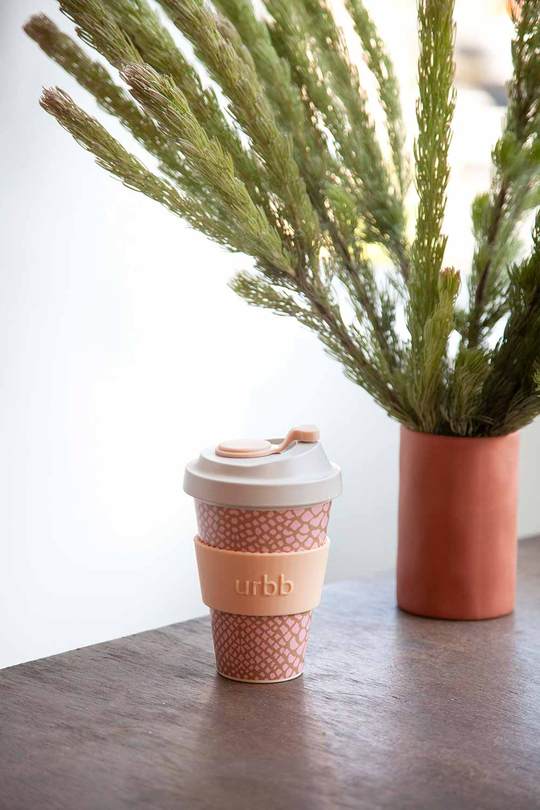Urbb | Urbb Reusable Bamboo Cup - Taupe/Pink | Shut the Front Door
