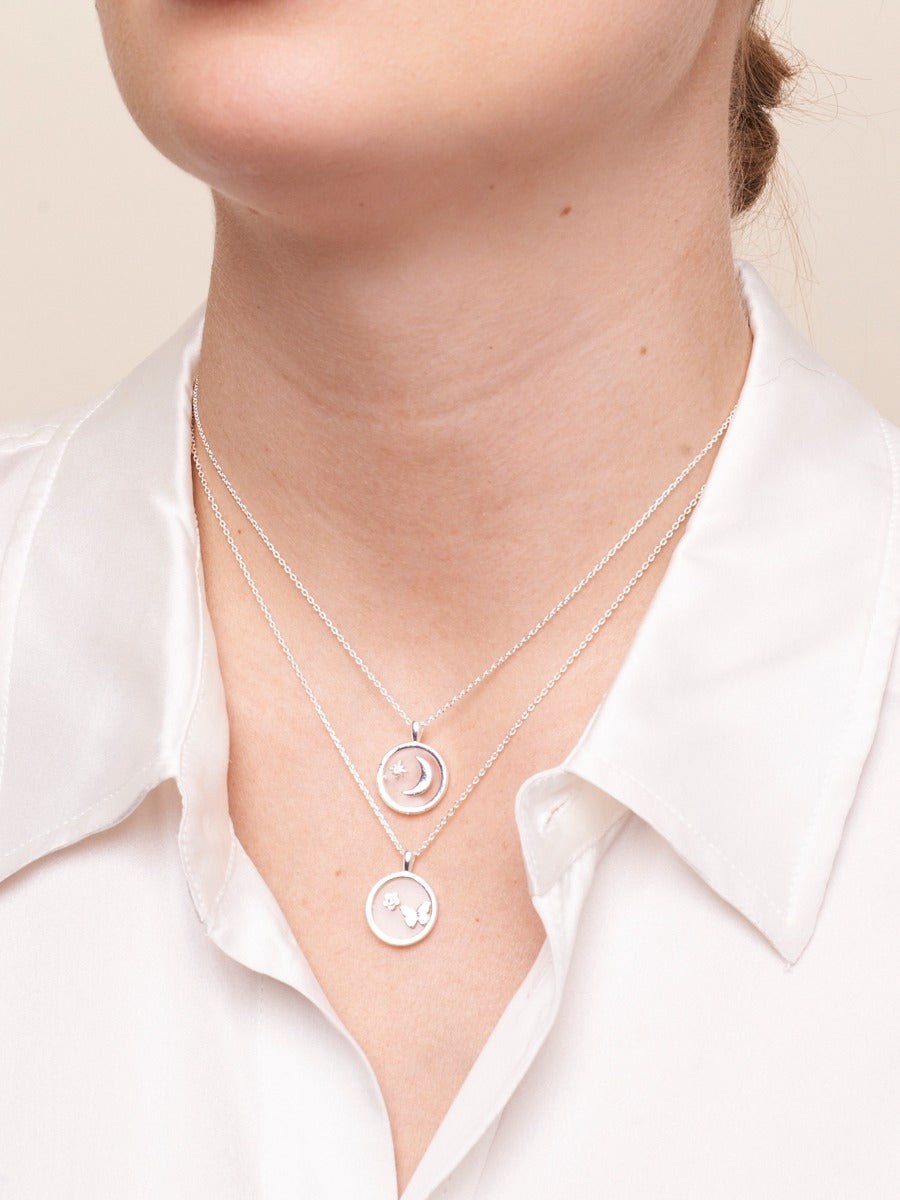 Tiger Tree | Moon & Star Insert Necklace Silver | Shut the Front Door
