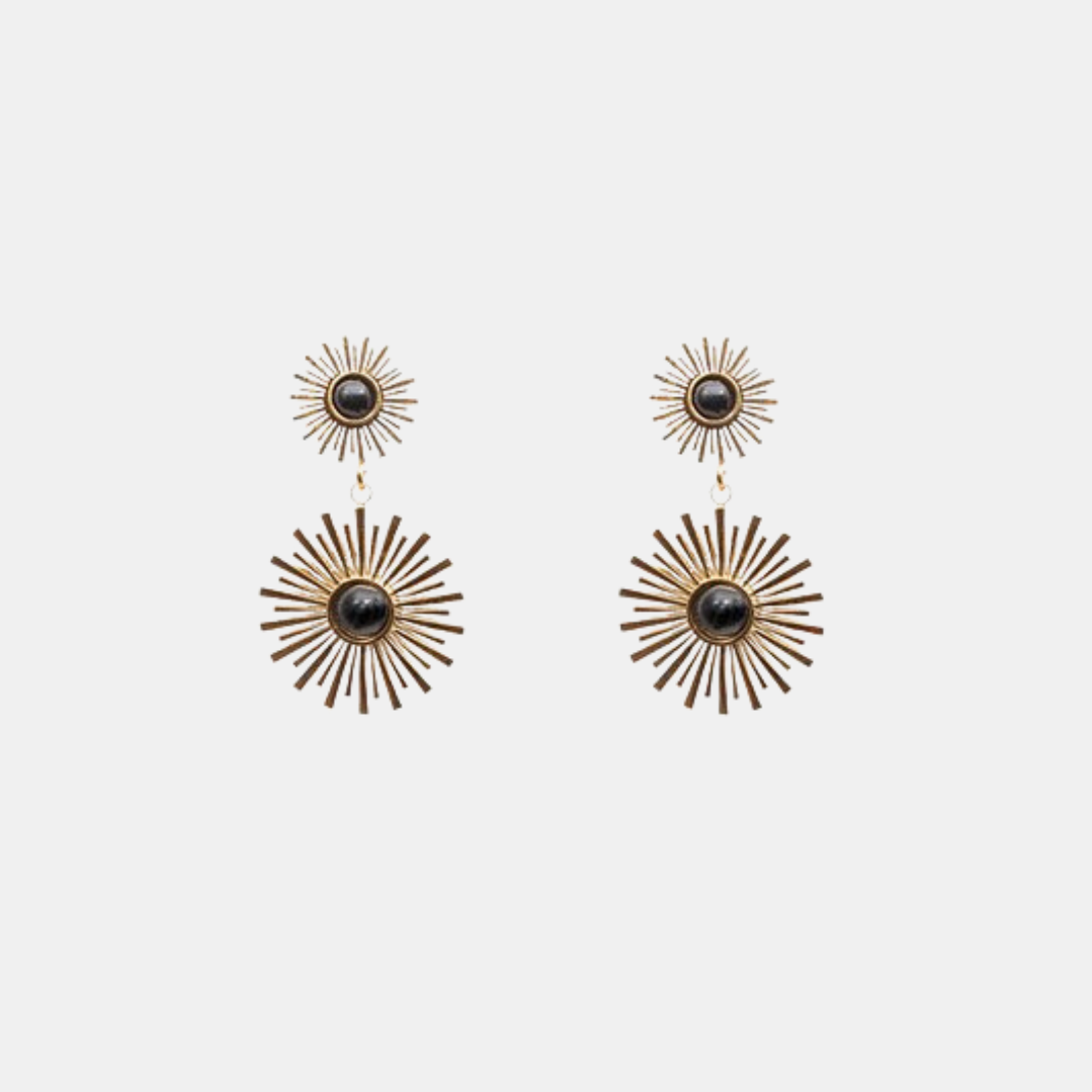 Antler NZ | Gold & Black Sun Ray Earrings | Shut the Front Door