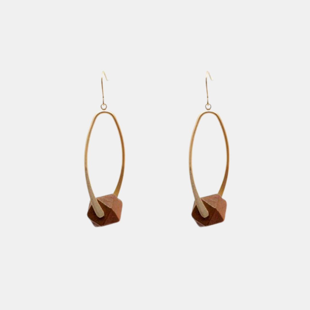 Antler NZ | Gold Drop & Wooden Bead Earrings | Shut the Front Door