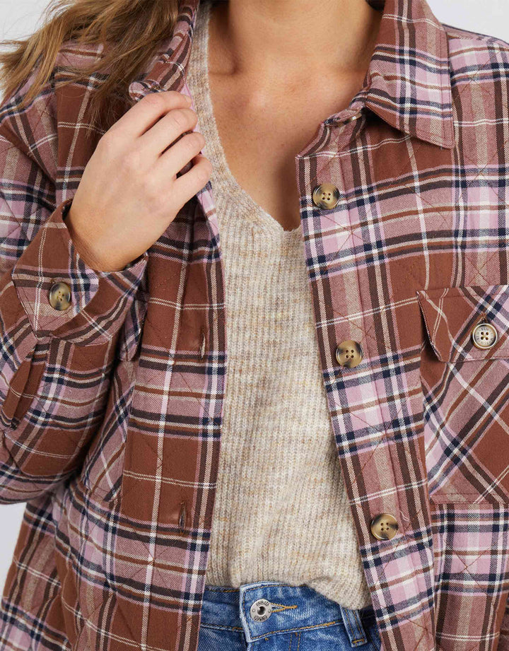 Elm Knitwear | Aster  Check Shacket - Chocolate | Shut the Front Door