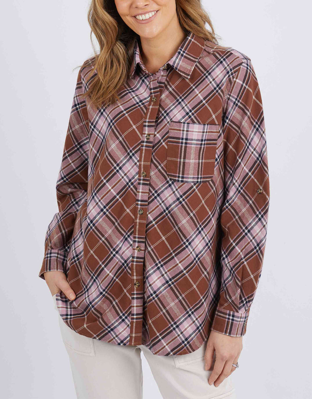 Elm Knitwear | Aster Check Shirt - Chocolate | Shut the Front Door