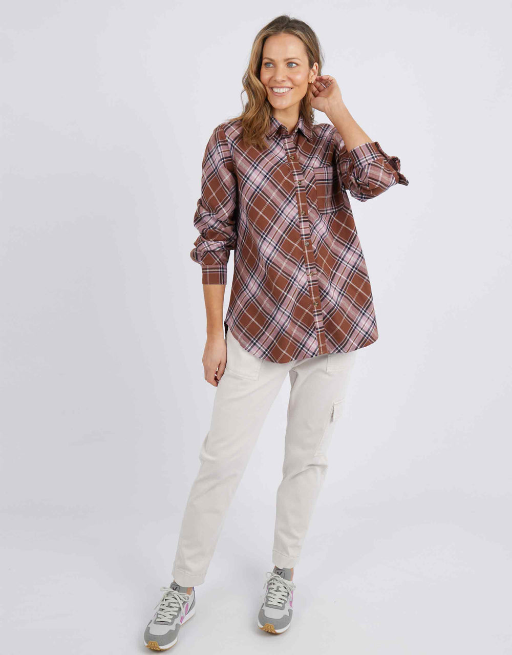 Elm Knitwear | Aster Check Shirt - Chocolate | Shut the Front Door