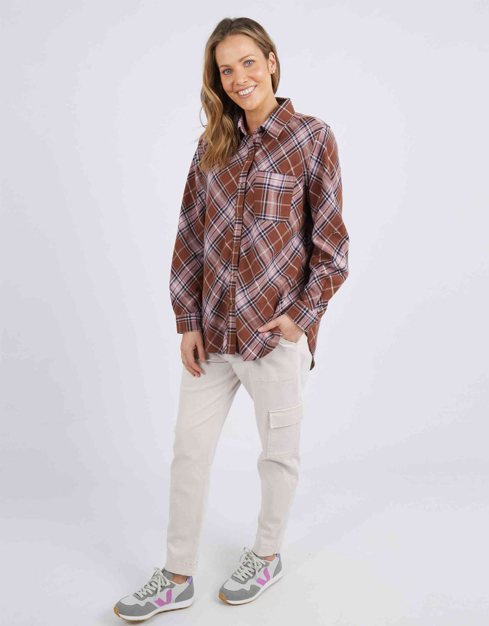 Elm Knitwear | Aster Check Shirt - Chocolate | Shut the Front Door