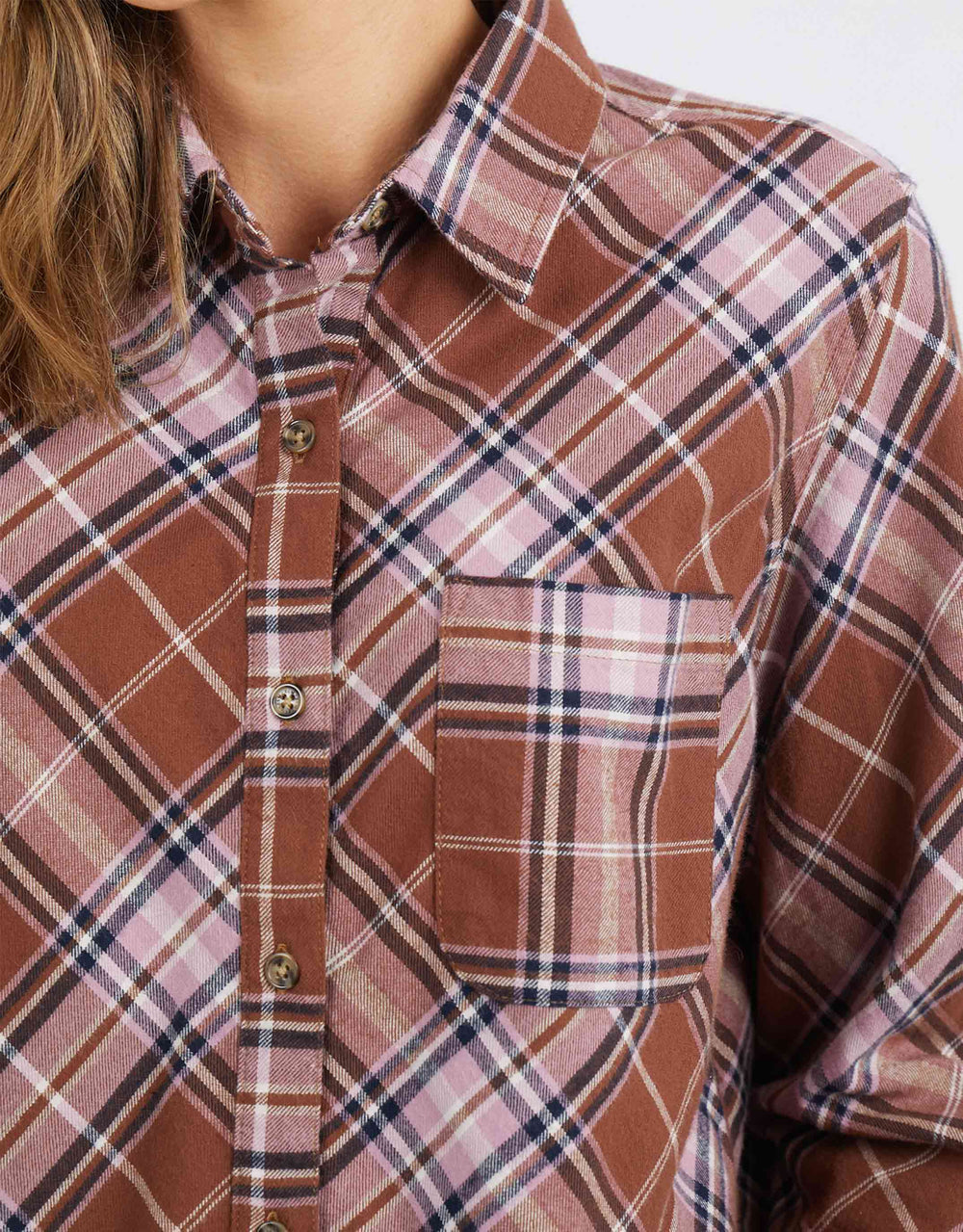 Elm Knitwear | Aster Check Shirt - Chocolate | Shut the Front Door