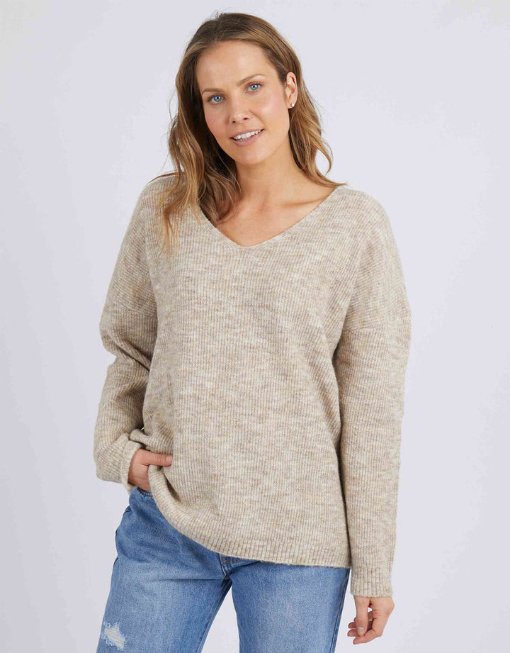 Elm Knitwear | Verity V Neck Knit - Oatmeal | Shut the Front Door